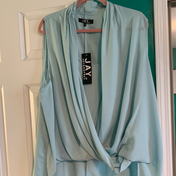 JAYGODFREY Tops - NWT JAYGODFREY Aqua Sleeveless Blouse Sz 1X